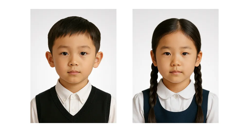 小学校受験で必要な受験生本人の証明写真を男女で比較