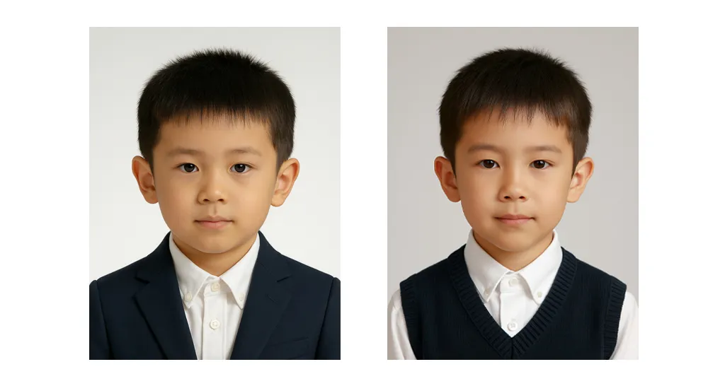 小学校受験で必要な受験生本人の証明写真の男の子の服装