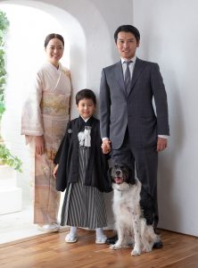 753の記念写真をペットと一緒に